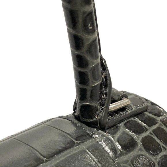 Auth BALENCIAGA Hourglass Top Handle Small 593546 Dark Gray Leather Handbag - Picture 9 of 16